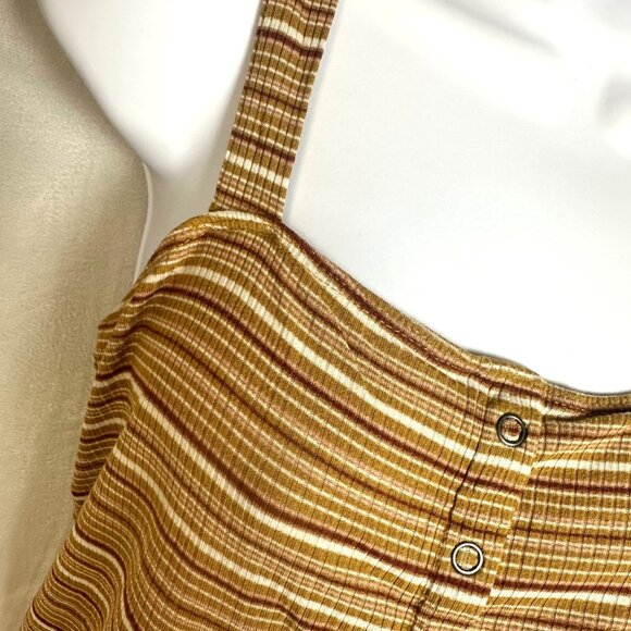 American Eagle Soft & Sexy Ribbed Knit Brown Striped Square Neck Tank Top Large - Picture 5 of 8